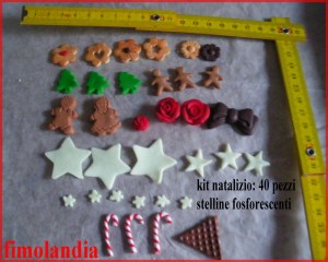 kit natalizio 1 40 pezzi realizzati a mano in fimo per decorare scatole o ghirlande di Natale